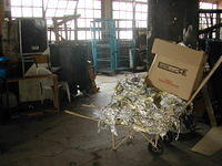 behind the "curtains" (there are no curtains)